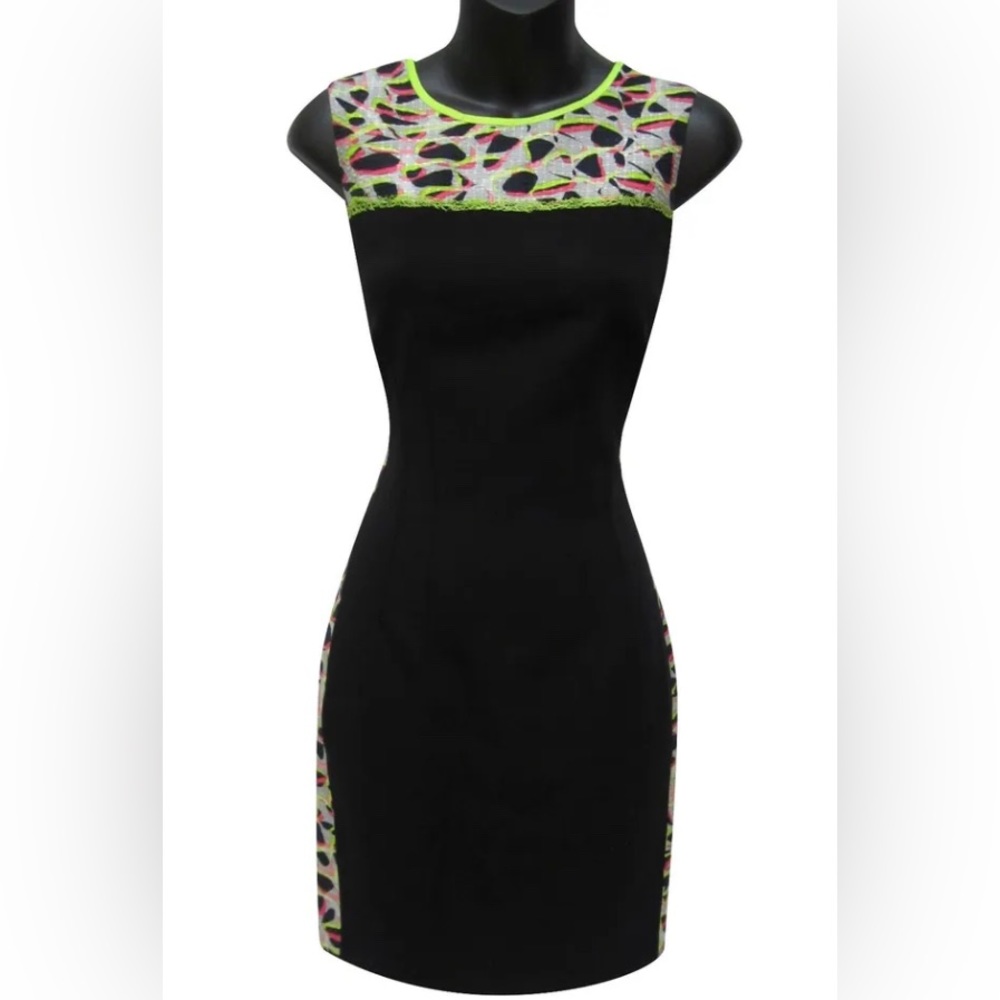 Rarely Worn Elie Tahari Emory Neon Leopard Print Sleeveless Dress Size 6